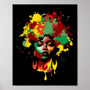 Poster Juneteenth femme noire reine afro mélanine peintur
