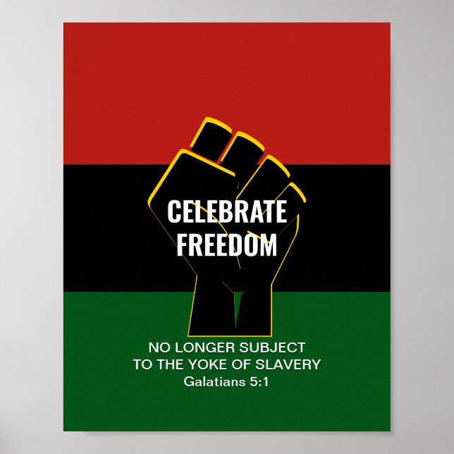 Poster Juneteeth CÉLÉBRE LA LIBERTÉ Écriture personnalisa (Devant)