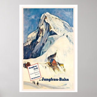 Poster Jungfrau-Bahn Bernese Oberland Switzerland Vintage