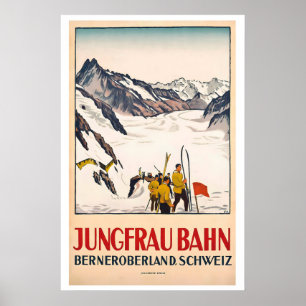 Poster Jungfraubahn Oberland bernois Suisse Vintage