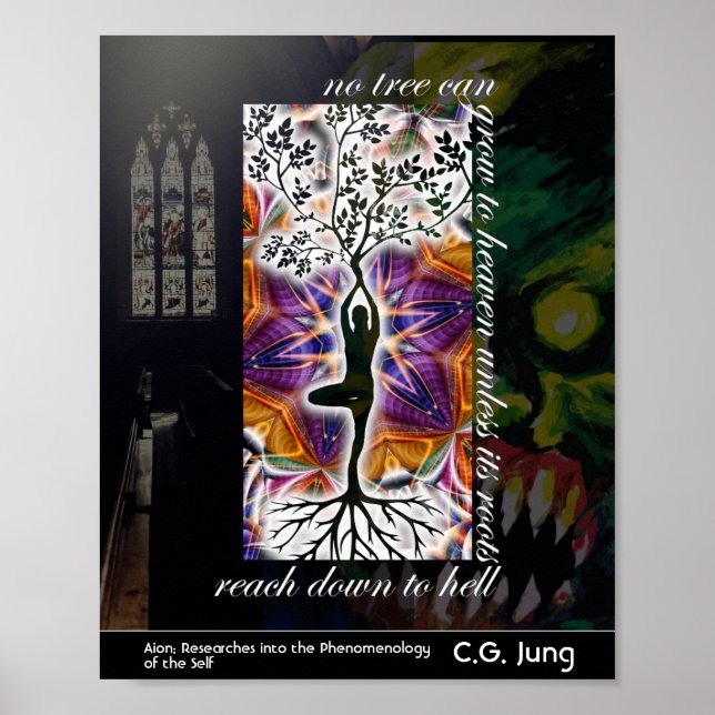 Poster Jungian Good Evil Citation Arbre Racines Ciel Mand (Devant)