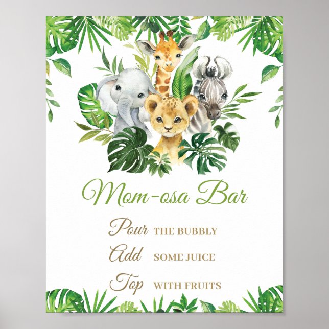 Poster Jungle Animaux Baby shower de verdure Maman-osa Ba (Devant)