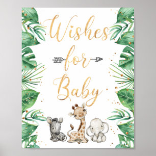 Poster Jungle Animaux Safari Voeux pour bébé