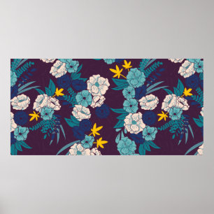 Poster jungle florale avec serpents sans soudure motif, t