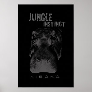 Poster Jungle Instinct™_Kiboko_hippo sur le noir