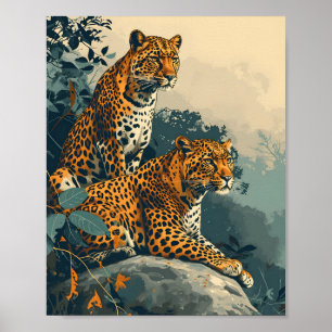 Poster Jungle léopard : Vintage