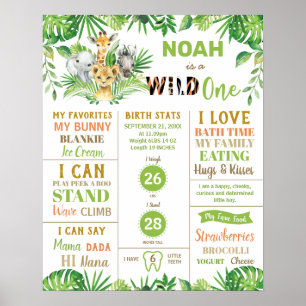 Poster Jungle Safari 1er anniversaire Jalon Statistiques 