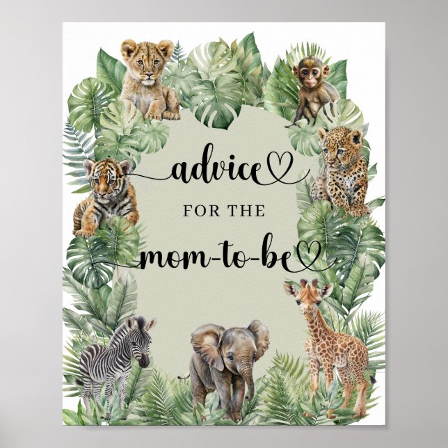 Poster Jungle Safari Animaux Conseils pour la maman à êtr (Devant)