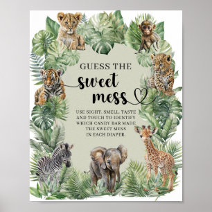 Poster Jungle Safari Animaux Devinez The Sweet Mess jeu