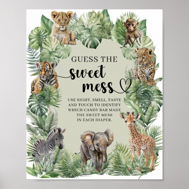Poster Jungle Safari Animaux Devinez The Sweet Mess jeu (Devant)