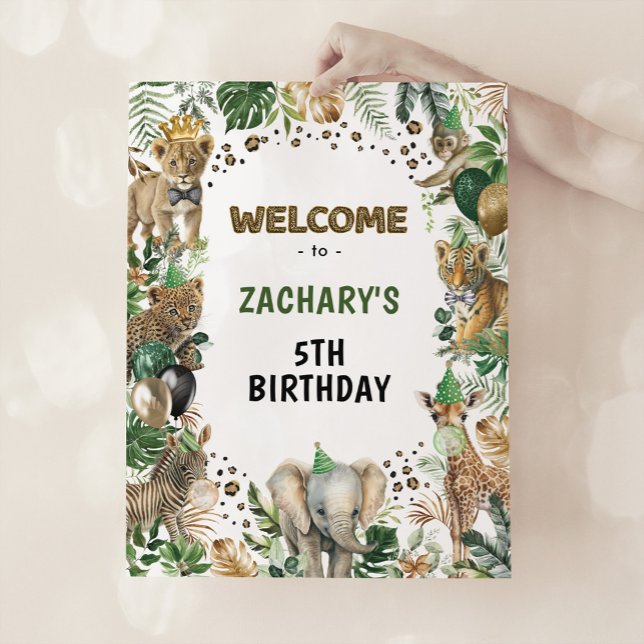 Poster Jungle Safari Fête sauvage Animaux Anniversaire Bi (Créateur téléchargé)