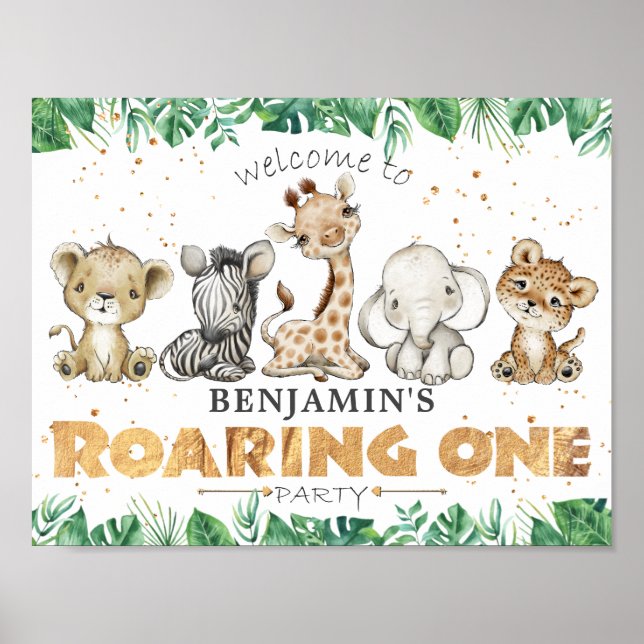 Poster Jungle Safari Roaring Un 1er anniversaire (Devant)