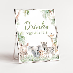 Poster Jungle Safari Wild One Animaux Baby shower Boisson
