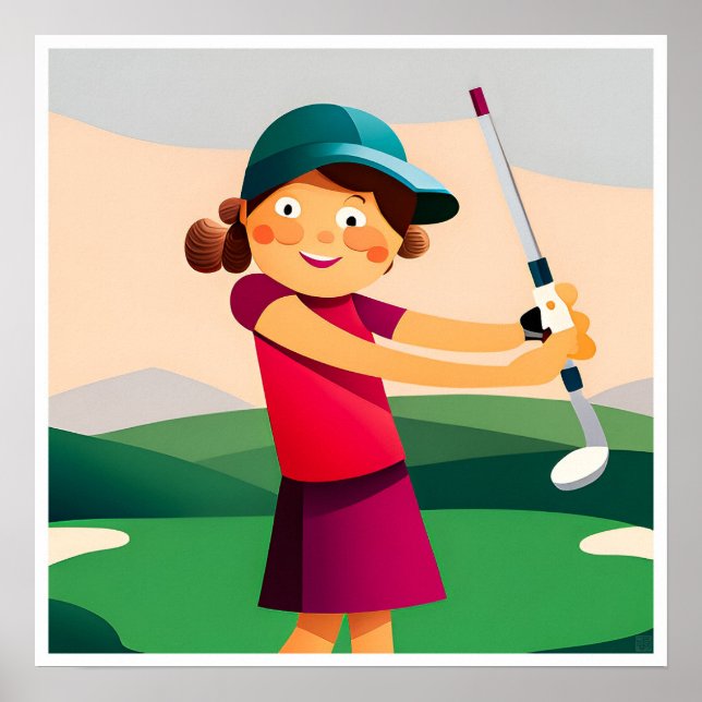 Poster Junior Girls Golf Art Print (Devant)