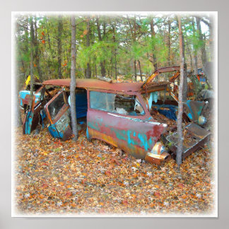 Poster Junkyard Dreams 57 Chevy Nomad Rusting