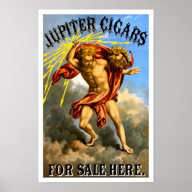 Poster Jupiter Cigars, 1868. Publicité vintage (Devant)