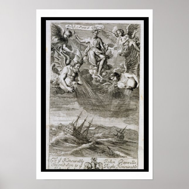 Poster Jupiter jette une tempête sur l'océan, illustratio (Devant)
