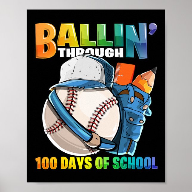 Poster Jusqu'À 100 Jours De Baseball École Maternelle B (Devant)