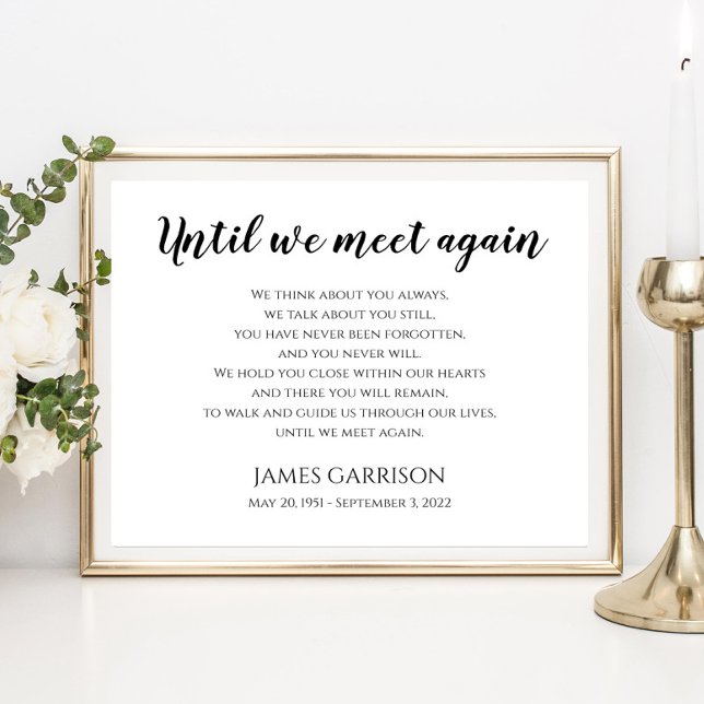 Poster Jusqu'à nos retrouvailles Poème Célébration de la  (Créateur téléchargé)