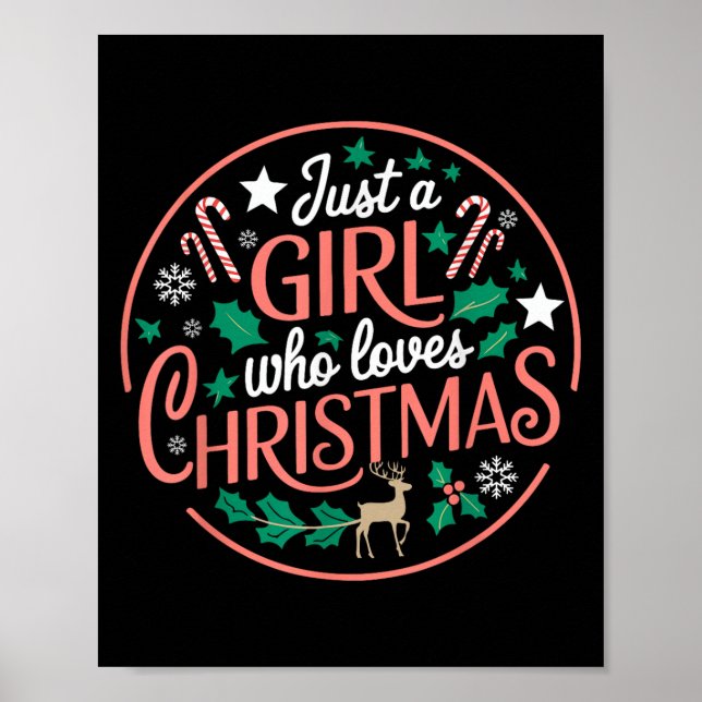 Poster Just A Girl Who Loves Christmas Candy Cane Xmas Pa (Devant)