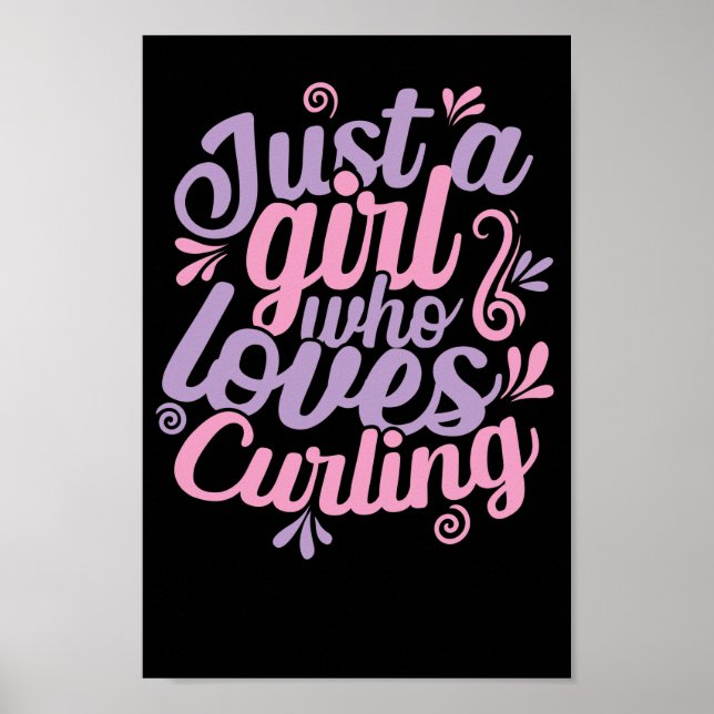 Poster Just a girl who loves curling sports d'hiver (Devant)