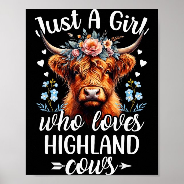 Poster Just A Girl Who Loves Highland Cows Scottish Highl (Devant)