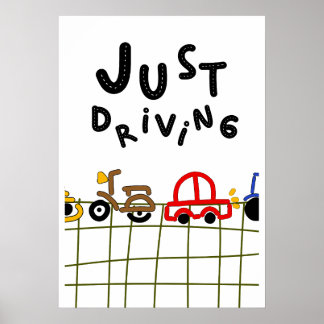 Poster Just Driving - Road Trip esthétique dessiné à la m