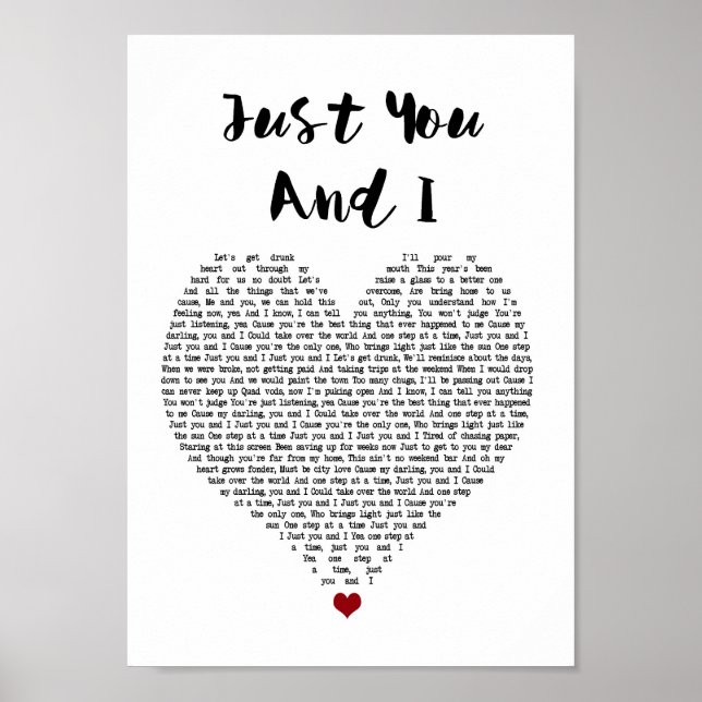 Poster Just You And I White Heart Chanson Lyric Print (Devant)