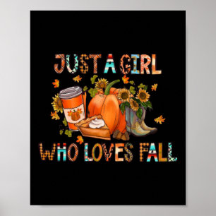 Poster Juste Fille qui aime l'automne aquarelle saison au