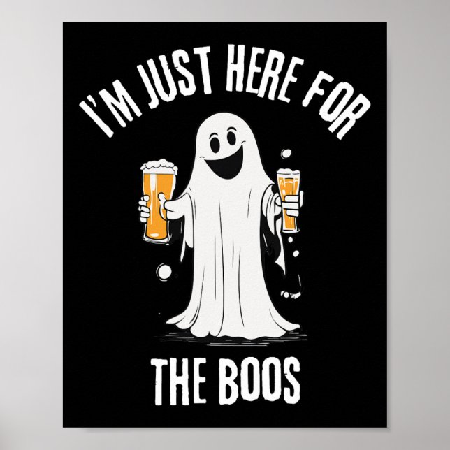 Poster Juste Ici Pour L'Halloween Fantôme Drôle Boos (Devant)