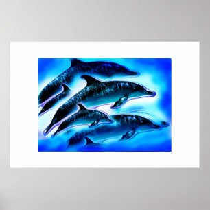 Poster Juste l'art animal des dauphins