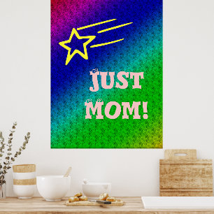 Poster Juste Maman Superstar Bleu et Vert Étoile Ma Vie