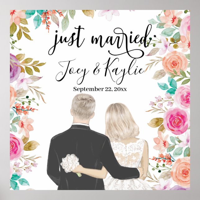 Poster Juste marié | Couples - Image arrière (Devant)