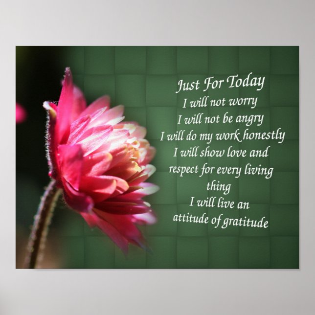 Poster Juste Pour Aujourd'Hui Prière Inspirante Floral (Devant)