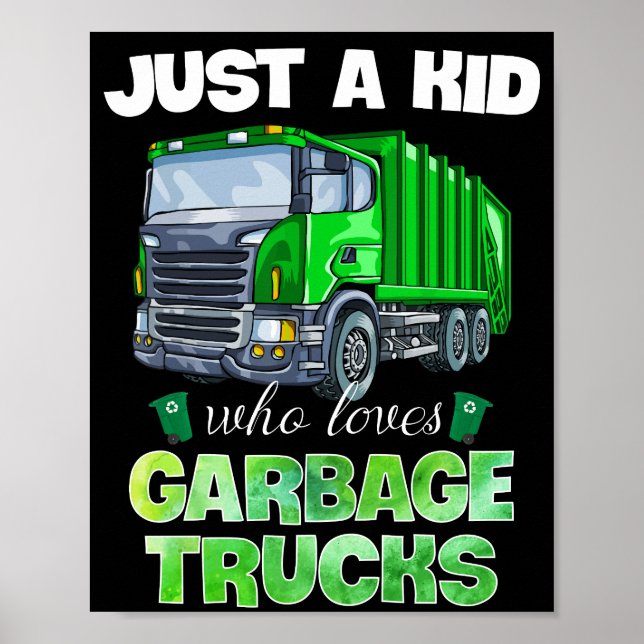 Poster Juste Un Enfant Qui Aime Les Poubelles Trucks Drôl (Devant)