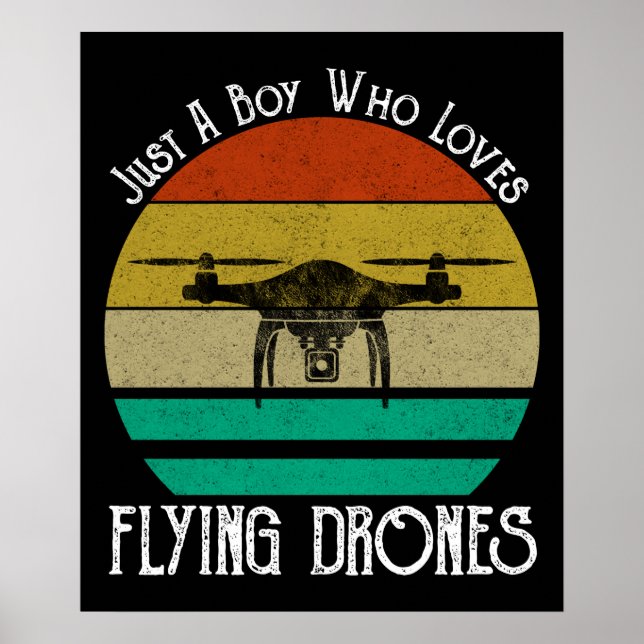 Poster Juste Un Garçon Qui Aime Flying Drones (Devant)