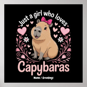 Poster Juste une fille qui aime Capybaras drôle mignon ca