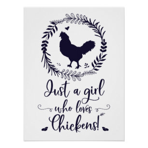 Poster Juste une fille qui aime la silhouette de poulets