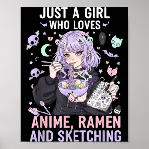 Poster Juste une fille qui aime l'anime ramen et le dessi