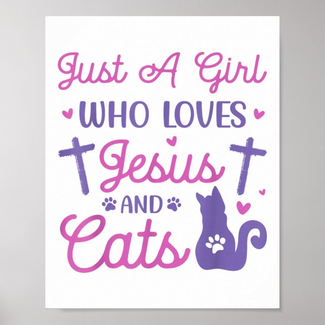Poster Juste Une Fille Qui Aime Les Chats Et Jésus Animal (Devant)
