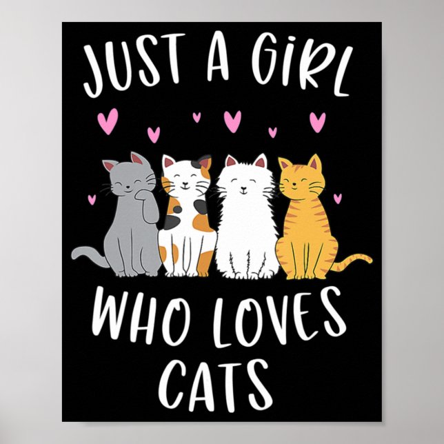 Poster Juste une fille qui aime les chats mignonne Amoure (Devant)