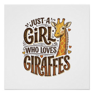 Poster Juste une fille qui aime les girafes Vintage T-Shi