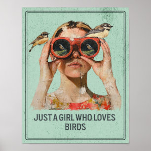 Poster Juste une fille qui aime les oiseaux - Observation