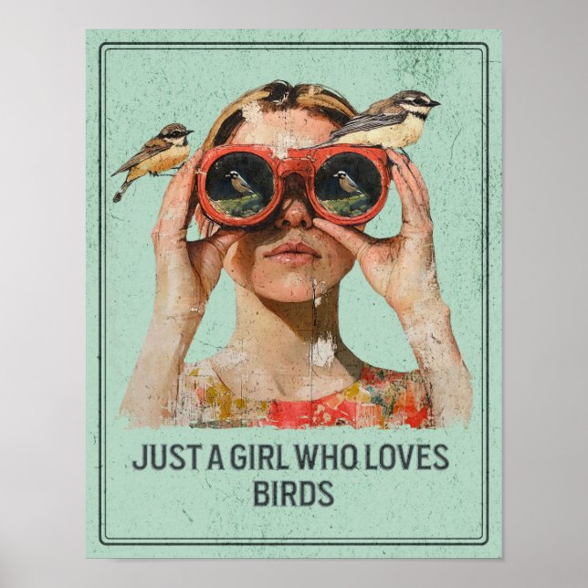 Poster Juste une fille qui aime les oiseaux - Observation (Devant)