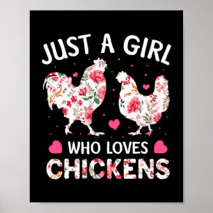 Poster Juste une fille qui aime les poulets mignonne Fleu