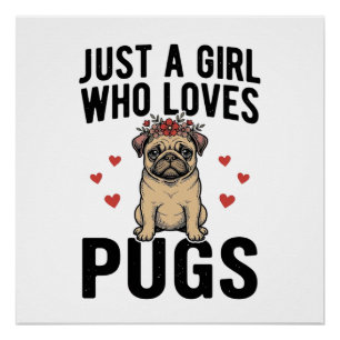 Poster Juste Une Fille Qui Aime Les Pugs Chemise Vintage