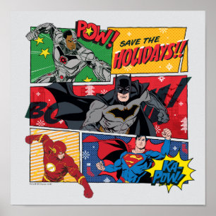 Poster Justice League "Sauvez les fêtes !"