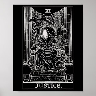 Poster Justice Tarot Card Grim Reaper Halloween Goth Horr