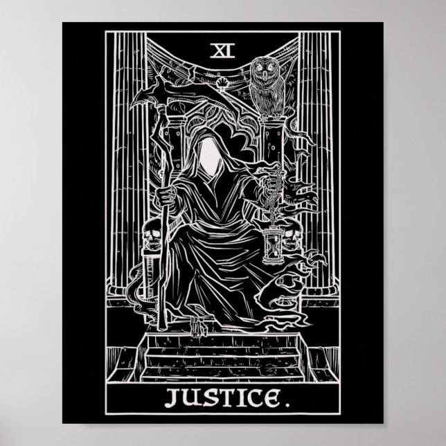 Poster Justice Tarot Card Grim Reaper Halloween Goth Horr (Devant)