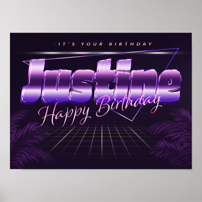 Poster Justine Nom Prénom de l'anniversaire de l'affiche (Devant)